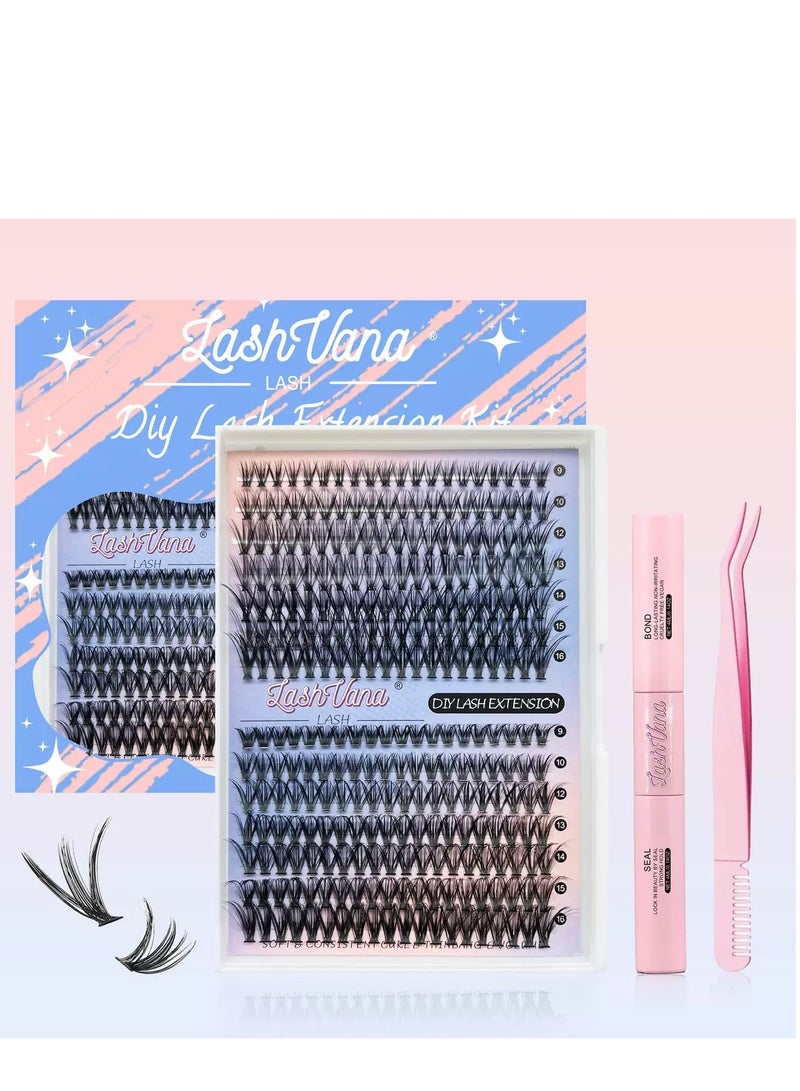lashvana 280pcs False Eyelashes,DIY Individual Eyelash Extension Kit,9-16mm Mixed Individual Lashes Cluster, False Eyelash Clusters With Eyelash Brushes And Curlers Kit,Newbie Applicable, Can Be Used Repeatedly, 30d+40d Kit. - Image 3