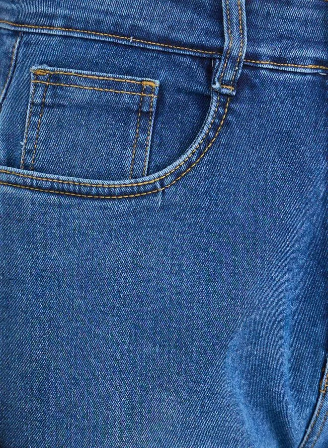 Styli Styli High Rise Kick Flare Jeans with Raw-Edge Hem