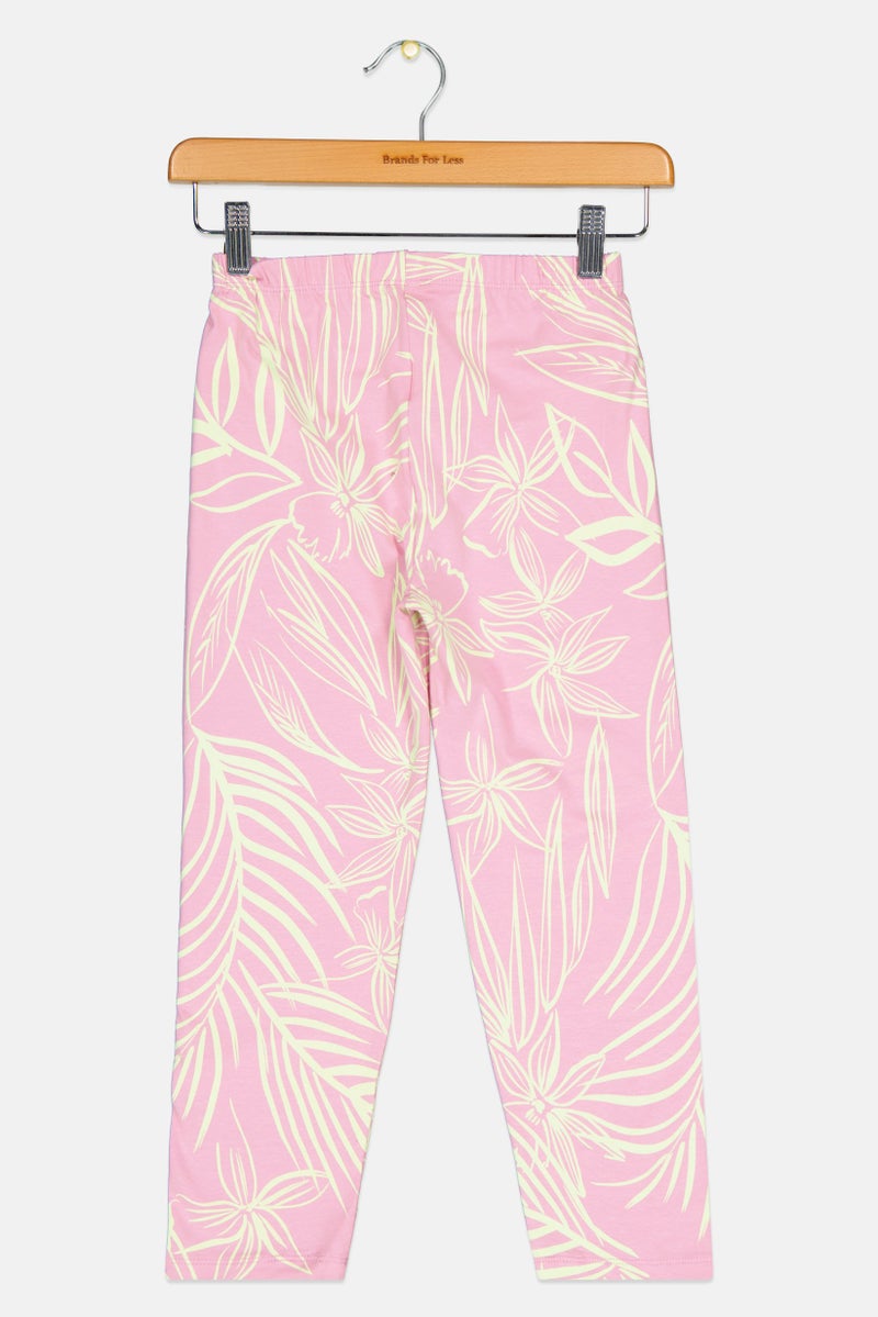 GAP Kids Girl Floral Pattern Crop Leggings, Pink - Image 2