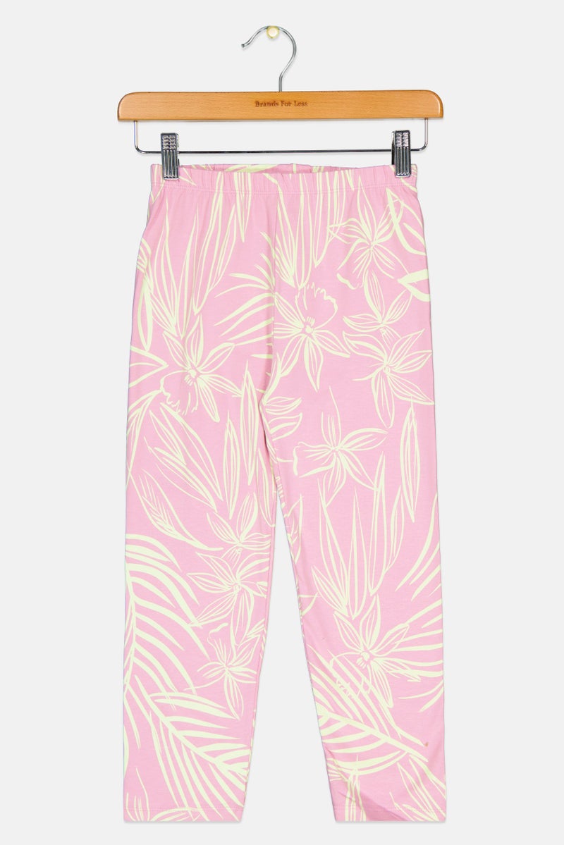 GAP Kids Girl Floral Pattern Crop Leggings, Pink - Image 1
