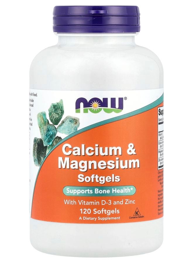 now Calcium & Magnesium with Vitamin D3 and Zinc 120 Softgels
