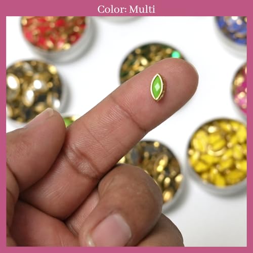 EmbroideryMaterial Glass & Resin Flat Glue On Kundan Stones Beads for Craft, Jewellery Making, Bangles Work, Maggam Work Material, Stones for Embroidery Work, Aari Work (500 Pieces, 50 Piece of Each) - Image 3