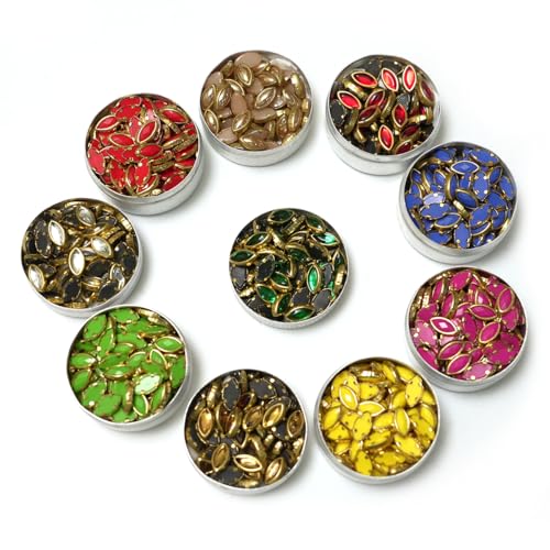 EmbroideryMaterial Glass & Resin Flat Glue On Kundan Stones Beads for Craft, Jewellery Making, Bangles Work, Maggam Work Material, Stones for Embroidery Work, Aari Work (500 Pieces, 50 Piece of Each) - Image 1