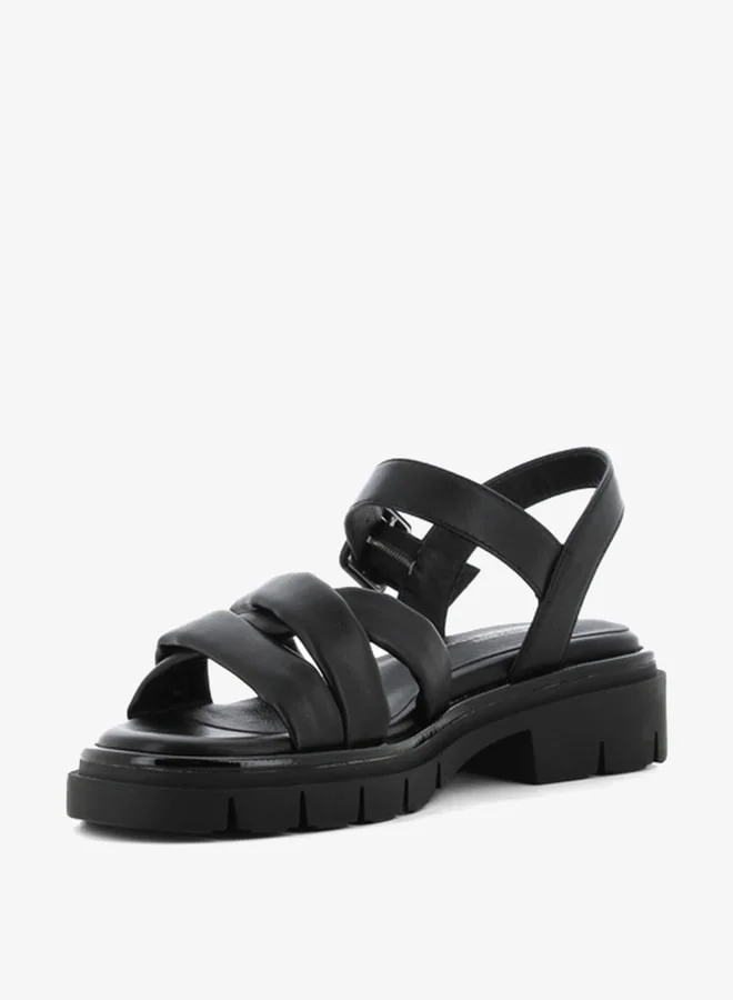 SJ Women's Solid Open Toe Sandals with Buckle Strap