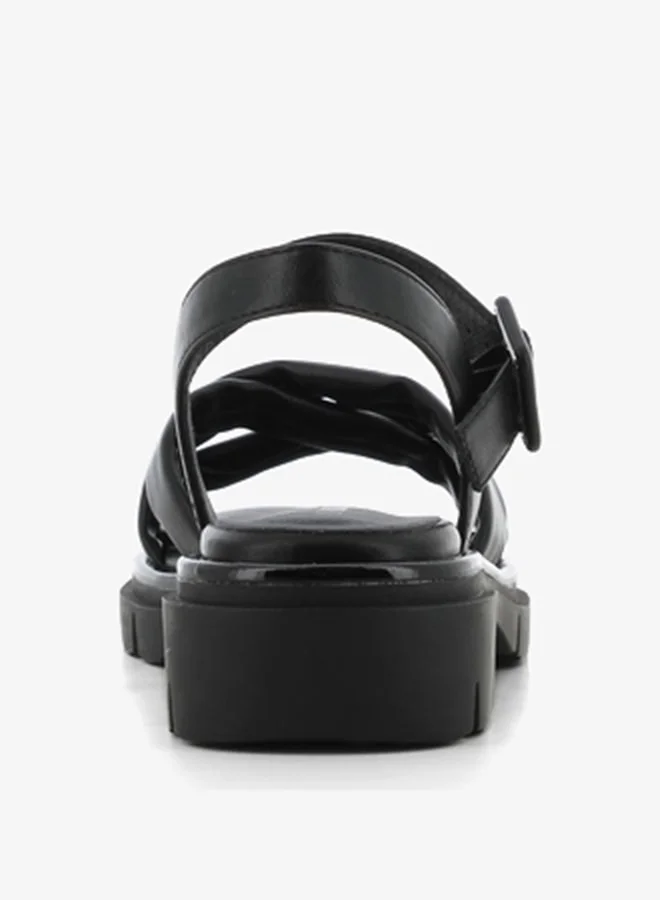 SJ Women's Solid Open Toe Sandals with Buckle Strap