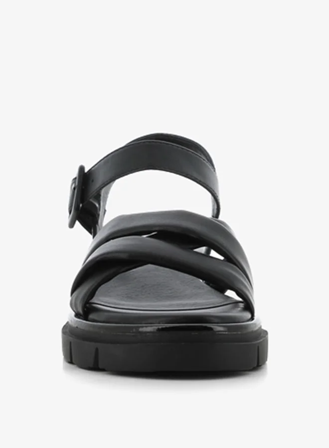 SJ Women's Solid Open Toe Sandals with Buckle Strap