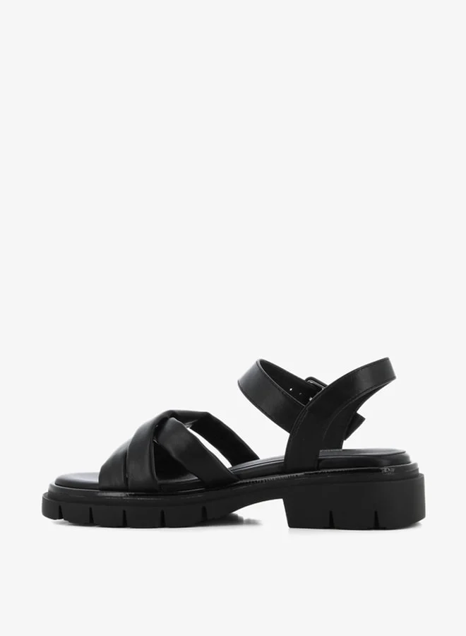 SJ Women's Solid Open Toe Sandals with Buckle Strap