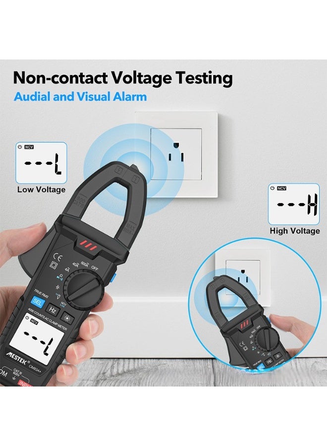 MESTEK Smart Digital Clamp Meter Tester 600A Current 600V AC/DC Voltage&Current Capacitance Resistance Continuity Measurement Data Hold Backlight NCV Live Wire Multimeter CM83A+(Black) - Image 5