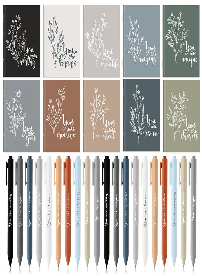 Affrolling 60 Pcs Inspirational Notebooks Motivational Mini Notepads with Pen Bulk Aesthetic Valentine Coworker Gift Employee Appreciation Gifts for Office Staff Team Teacher Nurse (Neutral Colors) - Image 1