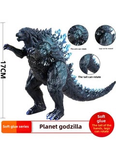 Super Large Medium Nuclear Explosion Godzilla Monster Soft Rubber Godzilla Not Bad For Children Superman Toy Model Hand-made-Color:Planet Rampage Godzilla Blue-17cm