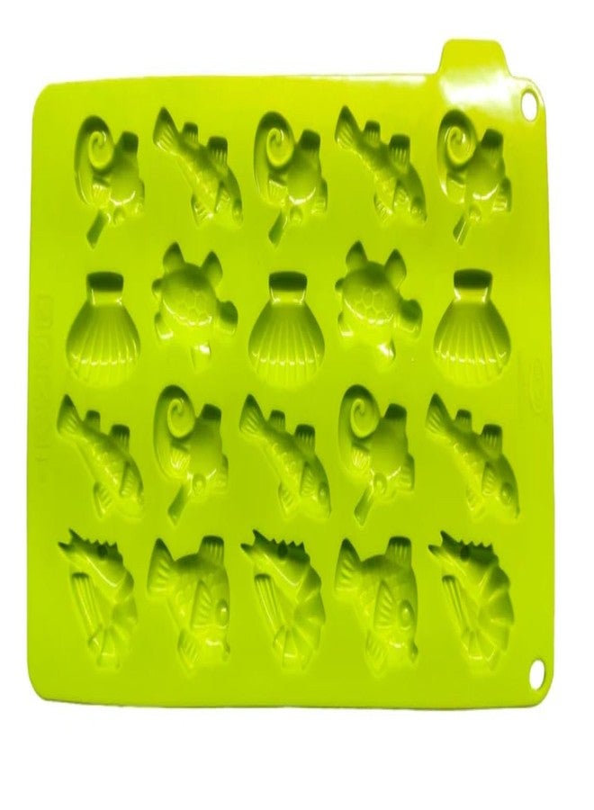 CAKE DECOR 20 Cavity Cute Sea Animal Silicone Mould for Chocolate Candy Jelly Gummy and Ice, Non-Stick Flexible Bakeware for Kids and Adults, Multicolor Silicone Muffin Mould BPA Free - Image 1