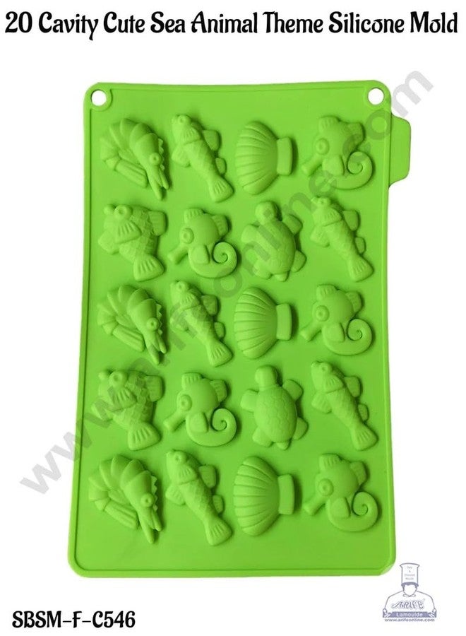 CAKE DECOR 20 Cavity Cute Sea Animal Silicone Mould for Chocolate Candy Jelly Gummy and Ice, Non-Stick Flexible Bakeware for Kids and Adults, Multicolor Silicone Muffin Mould BPA Free - Image 3