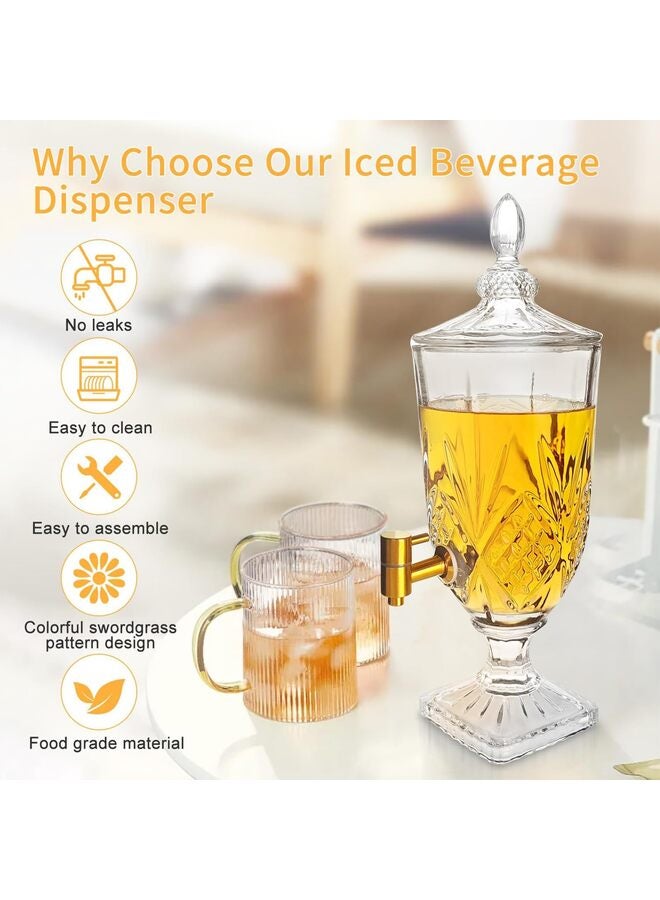 Jaffiust Glass Beverage Dispenser with Spigot, 3L Glass Drink Dispenser for Parties Wide Mouth Juice Beverage Server for Wedding Party Bar Leak Proof Beverage Dispenser - Image 2