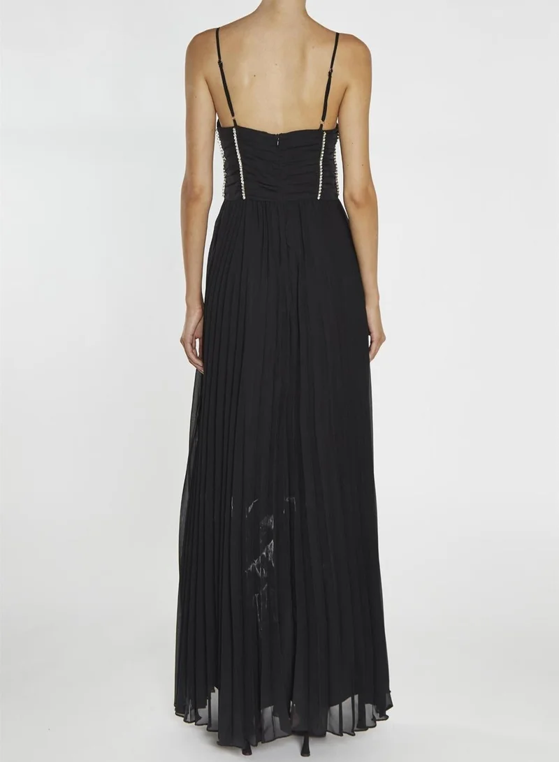 True Decadence Elaina Black Diamante Trimmed Bust Maxi Dress