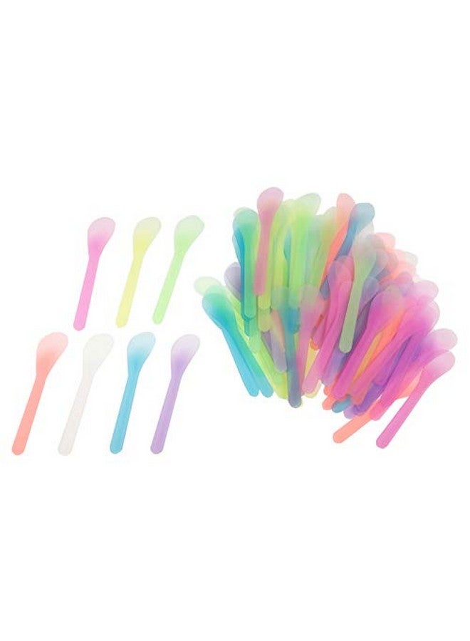 QsQueen Squeen 100 Pcs Cosmetic Spatula For Makeup Face Mask Plastic Spoon Disposable Makeup Tools For Mixing And Sampling 4.88'' X 1.06" Random Color - Image 1