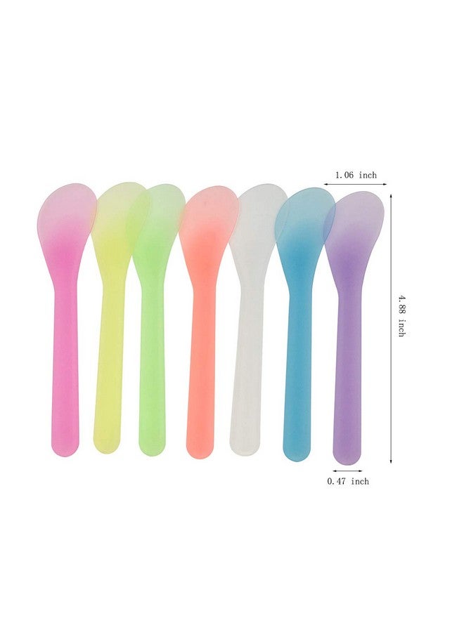 QsQueen Squeen 100 Pcs Cosmetic Spatula For Makeup Face Mask Plastic Spoon Disposable Makeup Tools For Mixing And Sampling 4.88'' X 1.06" Random Color - Image 5