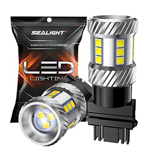 SEALIGHT 3157 LED Bulb Reverse Light, Brake Bulbs 600% Brighter 6000K 1800LM Super Bright 3056 3156 3057 LED Bulbs with Projector Len for DRL Tail Brake Turn Signal Lights, White 2PCS - Image 1