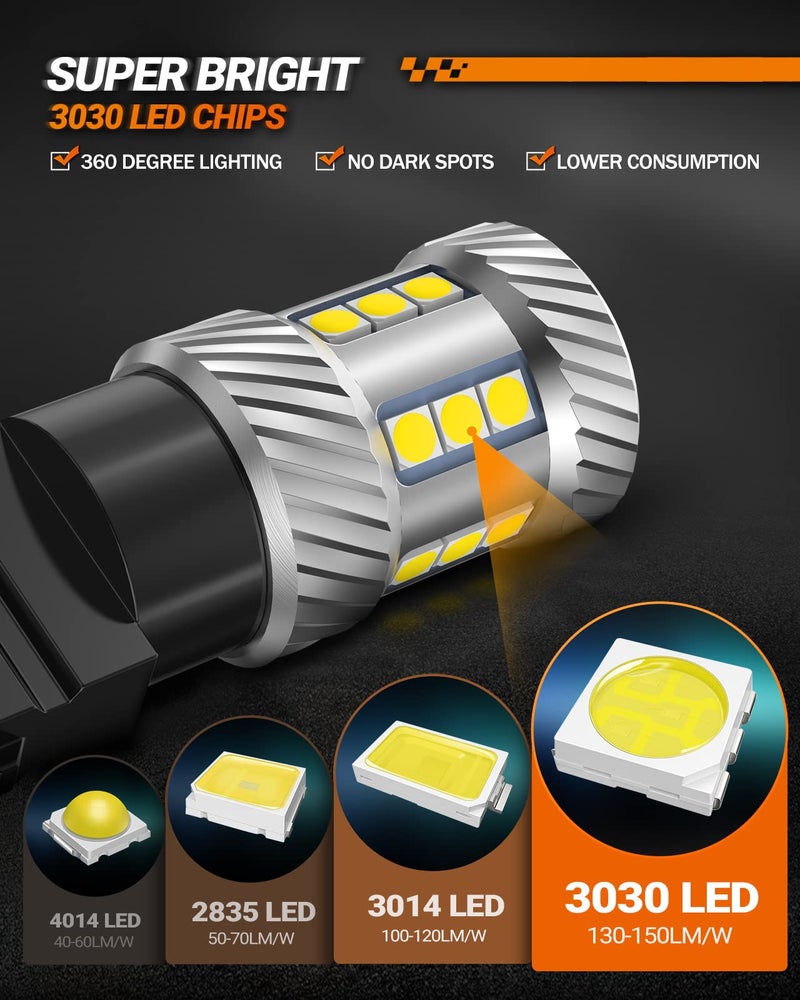 SEALIGHT 3157 LED Bulb Reverse Light, Brake Bulbs 600% Brighter 6000K 1800LM Super Bright 3056 3156 3057 LED Bulbs with Projector Len for DRL Tail Brake Turn Signal Lights, White 2PCS - Image 4