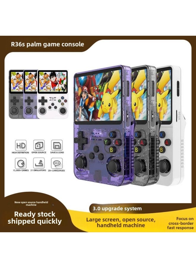 R36s Open Source Handheld Game Machine Portable Retro Arcade Game Nostalgic 3d Dual System Handheld Cross-border-Product Color:Chinese 64g Single Card-Model:[white] R36s Open Source Handheld Game Console