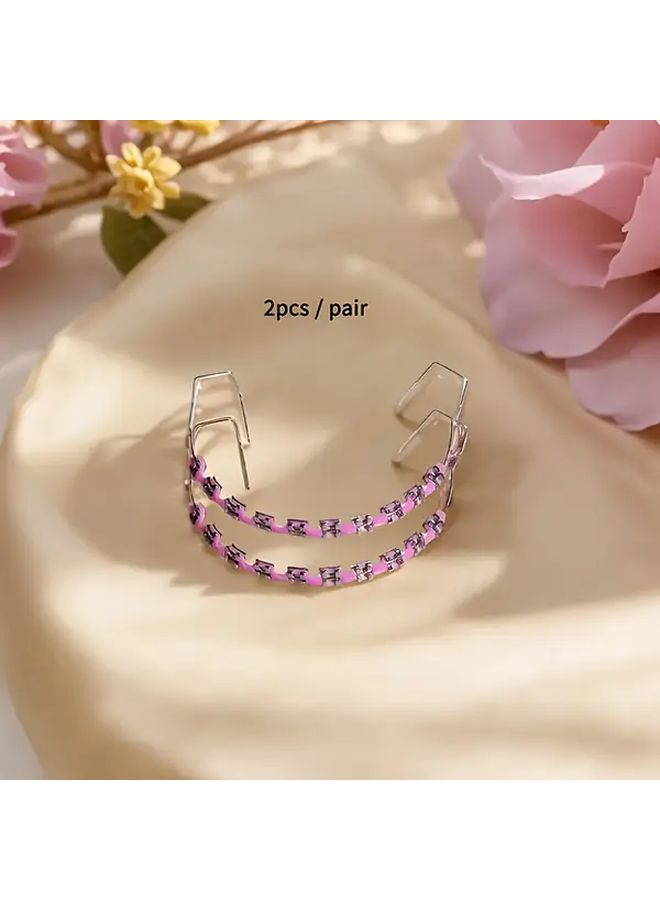 Metal Teeth Braces Pink with Hooks Stylish Tooth Decor for Teaching Models - Image 5