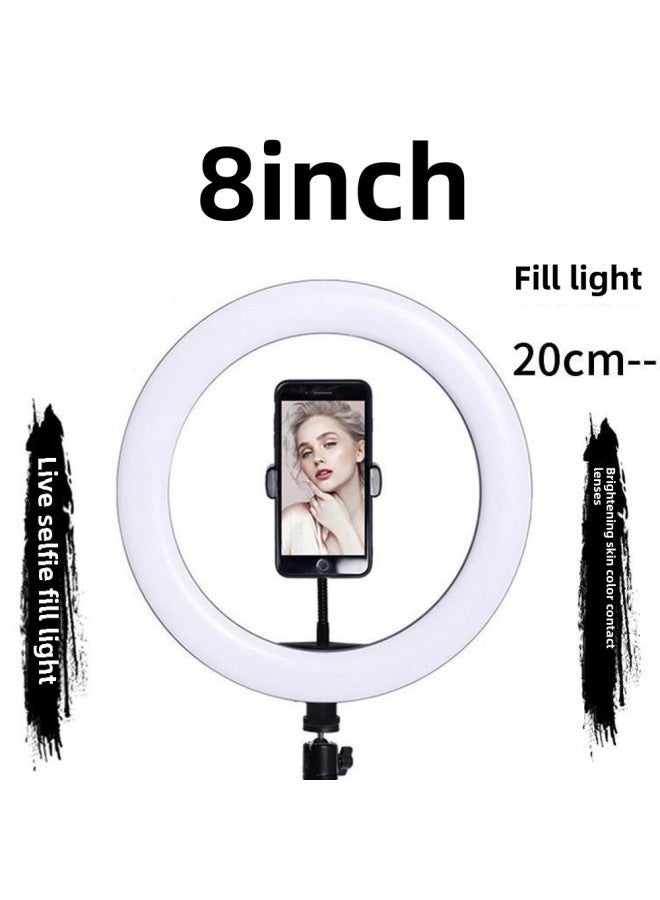 Trembles Net Red Live Selfie Beauty Lamp Desktop 8 Inch 20cm Ring Lamp 10 Inch 26cm Fill Light Female-Color:20cm (8 Inch) Arc + Yuntai + Mobile Phone Hose Clamp  - Image 1