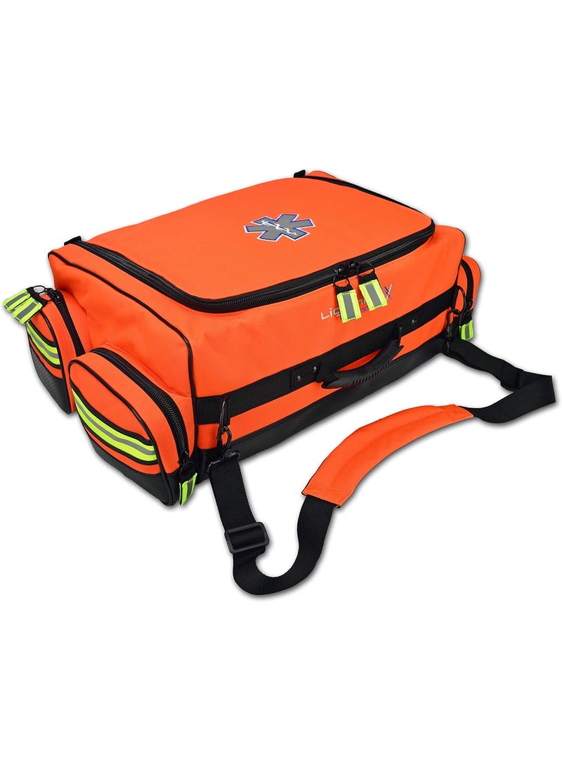 Lightning X Products Lightning X Products Modular X-Tuff Oxygen Trauma Bag with Zip-Out Cylinder Pocket & Removable Pouches - Florescent Orange 