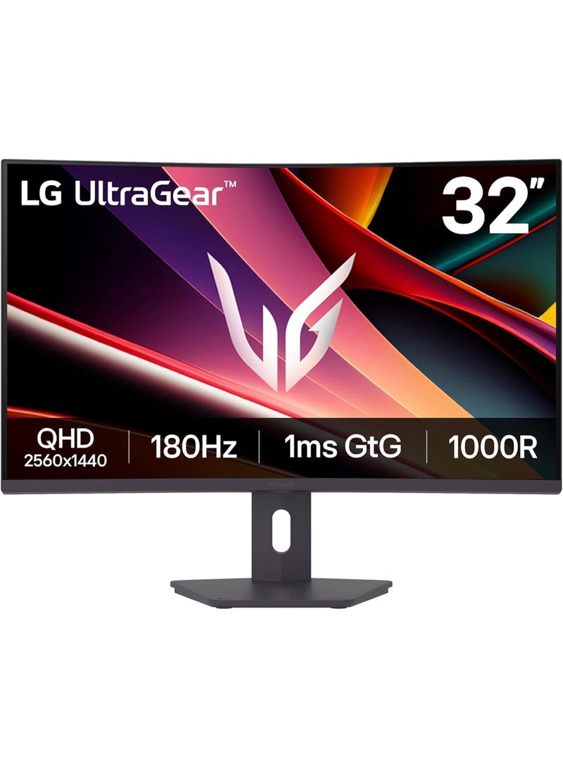 LG UltraGear 32G600A-B 32" QHD Curved Gaming Monitor, 180Hz, 1ms, AMD FreeSync, HDMI, DisplayPort, Height & Swivel Adjustable Stand, Black - Image 1
