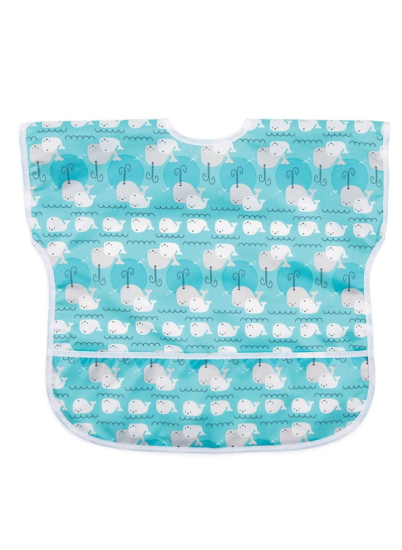 SYOSI Junior Bib, Short Sleeve Toddler Bib, Smock for Kids 1-3 Years, Waterproof Fabric  - Image 1