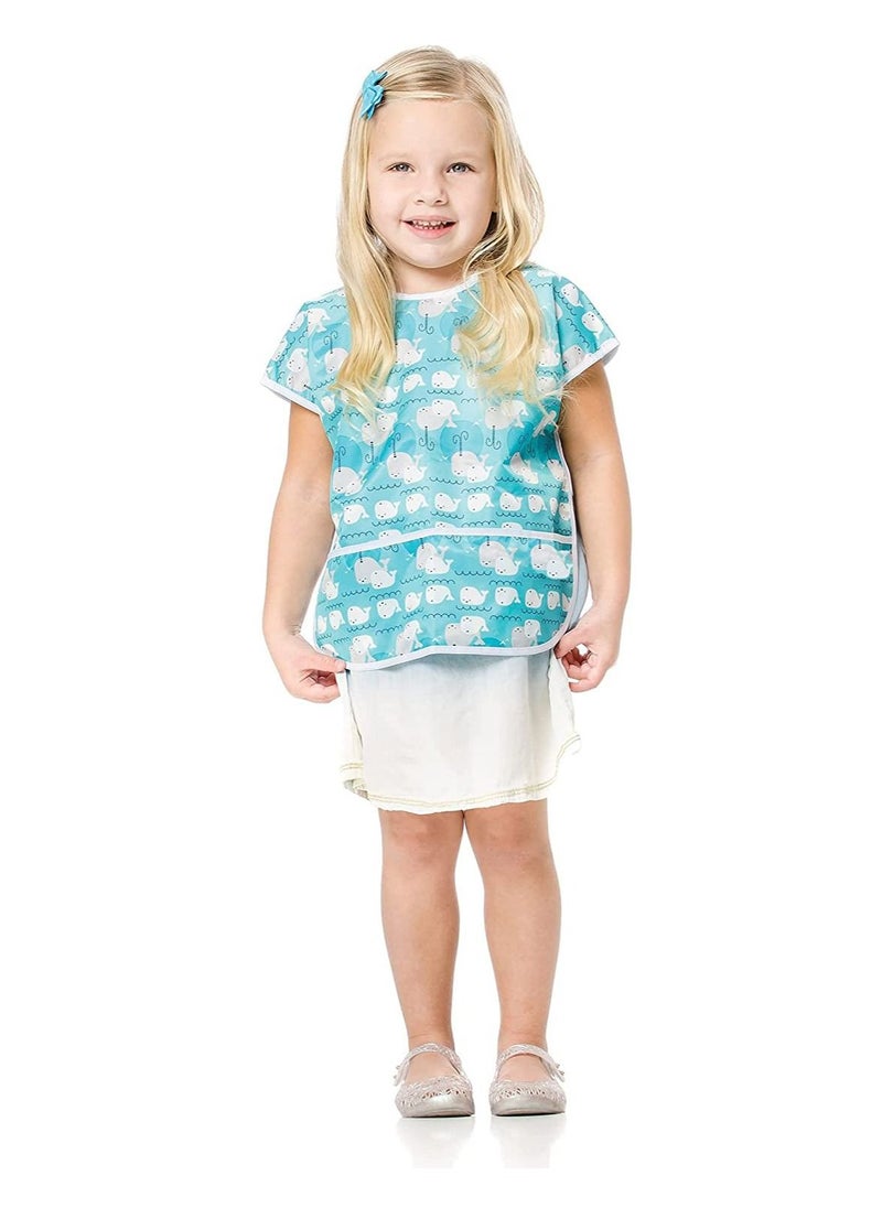 SYOSI Junior Bib, Short Sleeve Toddler Bib, Smock for Kids 1-3 Years, Waterproof Fabric  - Image 3