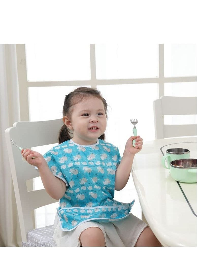 SYOSI Junior Bib, Short Sleeve Toddler Bib, Smock for Kids 1-3 Years, Waterproof Fabric  - Image 5