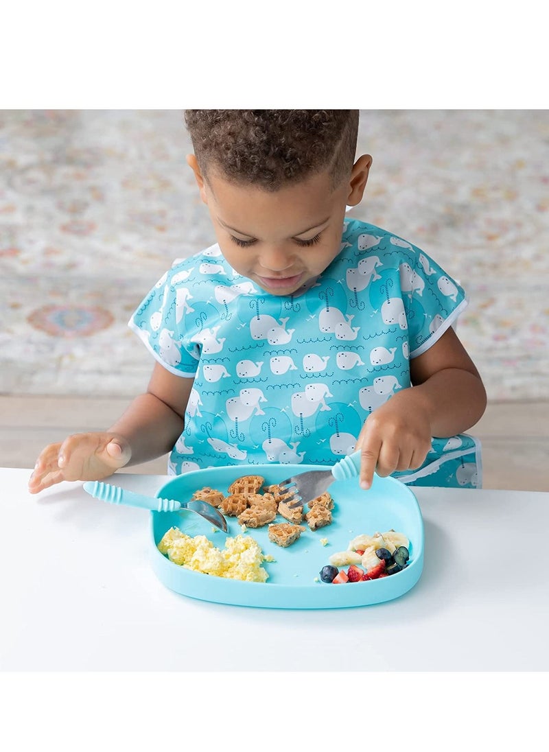 SYOSI Junior Bib, Short Sleeve Toddler Bib, Smock for Kids 1-3 Years, Waterproof Fabric  - Image 4