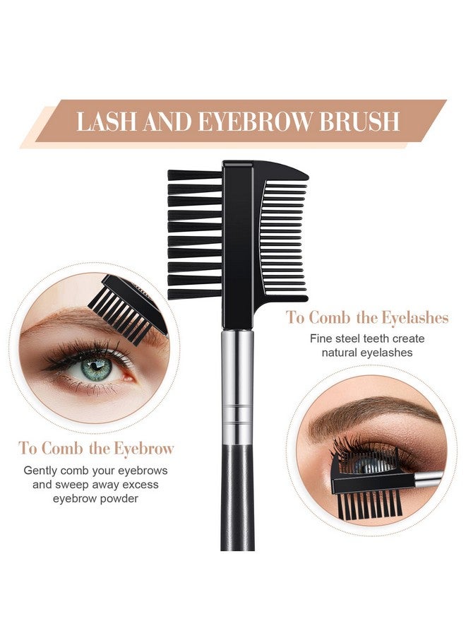 Perthlin 9 Pcs Eyelash Comb Brush Tools Set Eyelashes Curler Folding Metal Eyelash Comb Separator Double Sided Eyebrow Brushes Lash Separator Tool For Women Makeup Supplies Grooming Black - Image 5