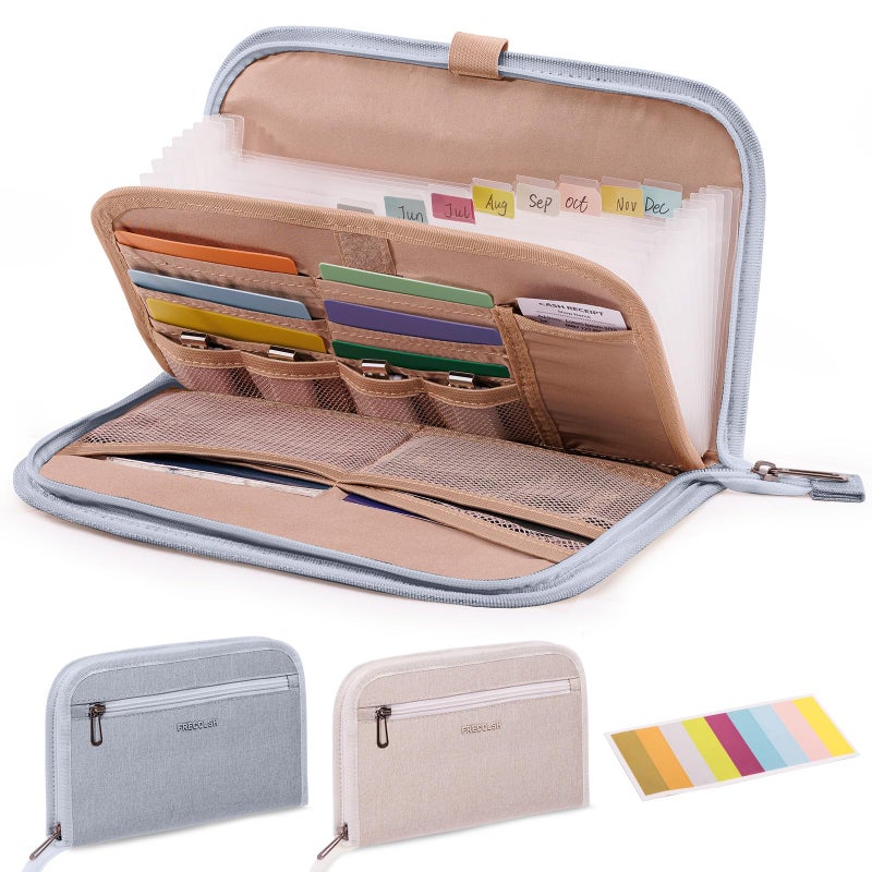 FRECOLSH Receipt Organizer with 12 Pockets 10x6 Receipt Holder Organizer - Small Accordion File Organizers - Cash Organizers for Travel, Business, Gift - Image 1