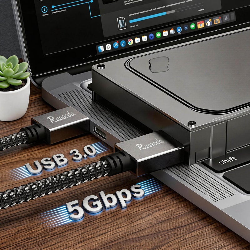 Ruaeoda USB to USB Cable 3 ft, USB 3.0 Male to Male Type A to A Double Sided USB Cord for Data Transfer,Hard Drive,Laptop,DVD,TV,USB Hub and More(Not for PC-to-PC) - Image 3