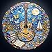 Artipuz 1000 Piece Round Jigsaw Puzzle for Adults 3D Visual Stained Glass Guitar 266in Diameter Circular Brain Challenge Artistic Home Decor for Mindful Relaxation - Image 2