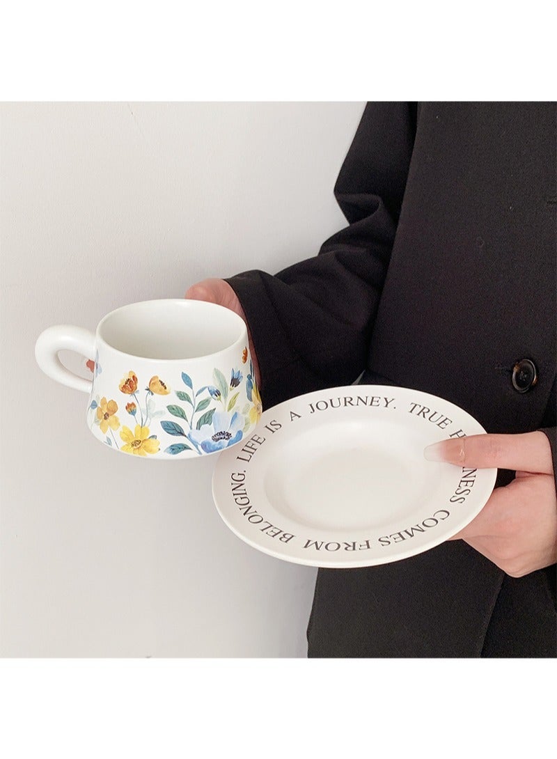 Aikanbo Ceramic Coffee Cup and Saucer Gift Box Set，Vintage Floral Design，Perfect for Espresso，Tea or Coffee Lovers， Gift Boxed for Home，Office or Special Occasion (Daffodils) - Image 4