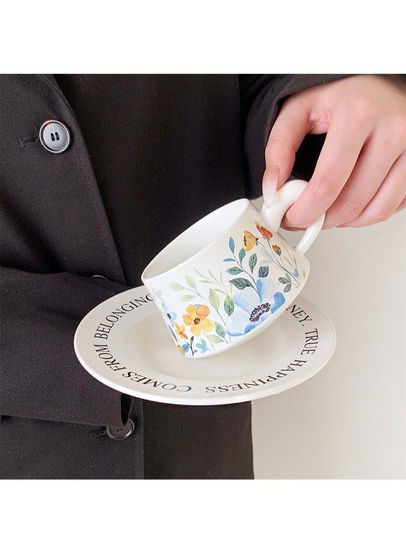Aikanbo Ceramic Coffee Cup and Saucer Gift Box Set，Vintage Floral Design，Perfect for Espresso，Tea or Coffee Lovers， Gift Boxed for Home，Office or Special Occasion (Daffodils) - Image 5