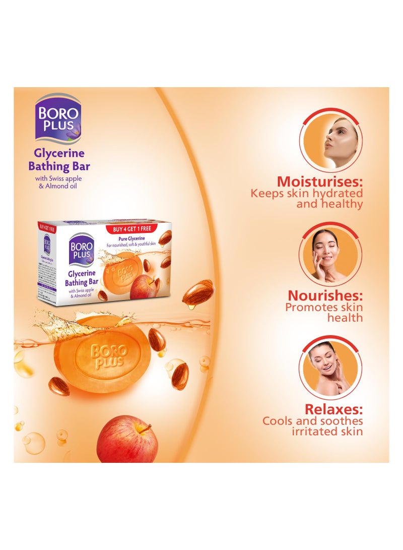 Boro Plus Himani Boroplus Glycerine Bathing Bar With Swiss Apple & Almond Oil 125gmX5 - Image 3