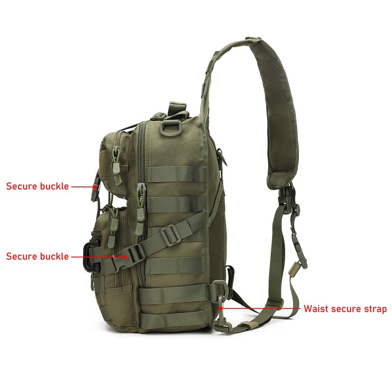 Lemubeane Tactical Sling Bag Backpack Military Rover Shoulder Sling Pack EDC Molle Assault Range Bag Crossbody Chest Pack (Army Green) - Image 3