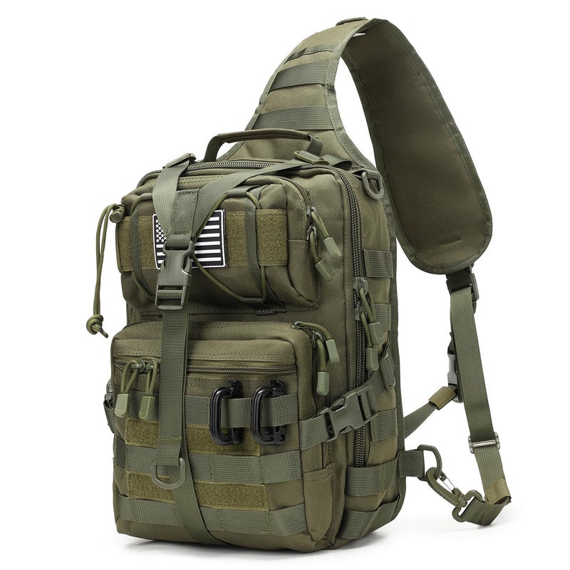 Lemubeane Tactical Sling Bag Backpack Military Rover Shoulder Sling Pack EDC Molle Assault Range Bag Crossbody Chest Pack (Army Green) - Image 1