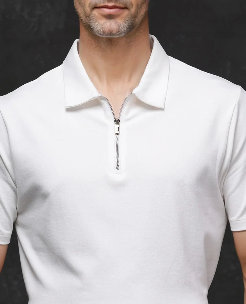 Rare Rabbit Men's Plain Zipper Polo