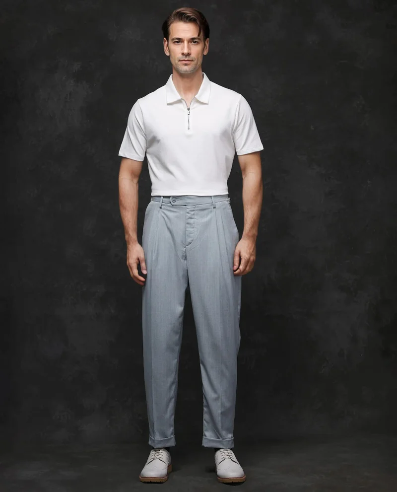 Rare Rabbit Men's Plain Zipper Polo