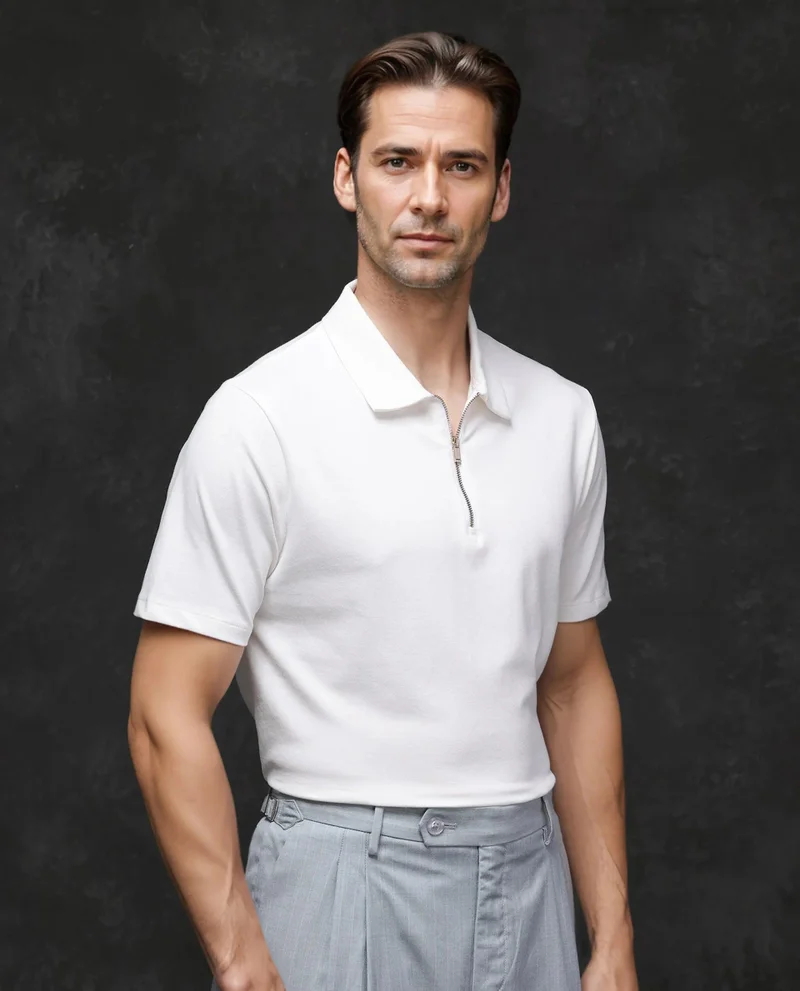 Rare Rabbit Men's Plain Zipper Polo