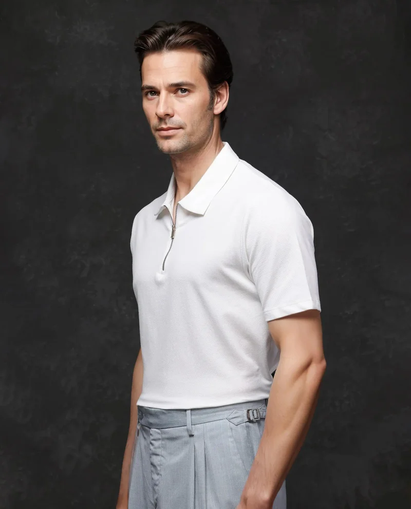 Rare Rabbit Men's Plain Zipper Polo