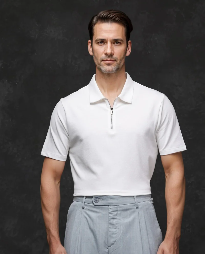 Rare Rabbit Men's Plain Zipper Polo