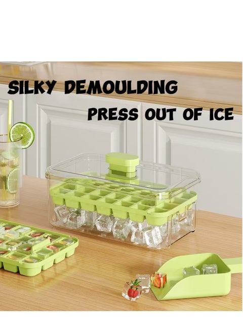 Double-Layer 56 Grid Ice Maker & Storage Box with Free Ice Scoop - Multifunctional Lid, Fast Cooling for Home & Fruit Ice