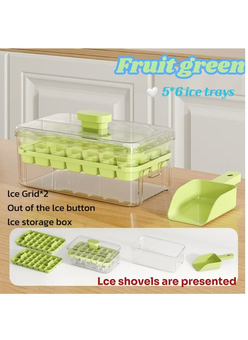 Generic - Double-Layer 56 Grid Ice Maker & Storage Box with Free Ice Scoop - Multifunctional Lid, Fast Cooling for Home & Fruit Ice - Image 1