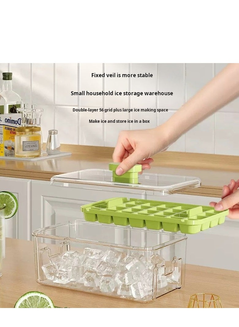 Generic - Double-Layer 56 Grid Ice Maker & Storage Box with Free Ice Scoop - Multifunctional Lid, Fast Cooling for Home & Fruit Ice - Image 1