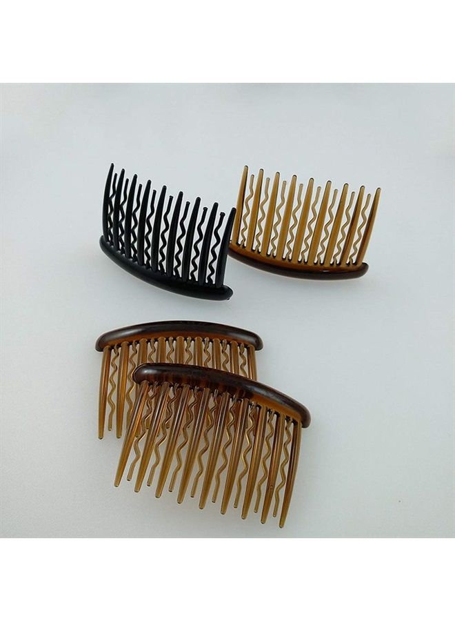 lasenersm 8 Pieces Plastic Hair Side Combs 17 Teeth Hair Clip Comb Straight & Wave Teeth Hair Combs Tortoise Side Comb Hair Accessories Bridal Wedding Veil Comb for Women Girls, Different 4 Colors - Image 2