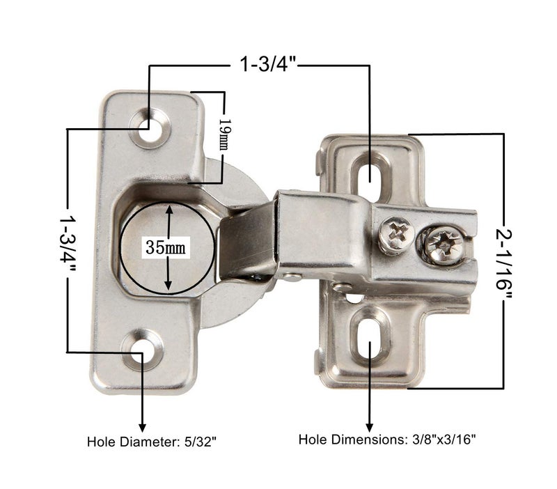 Silverline Face Frame Concealed Euro 105Deg Self Closing Compact Cabinet Hinges, 10 Pack - Image 3